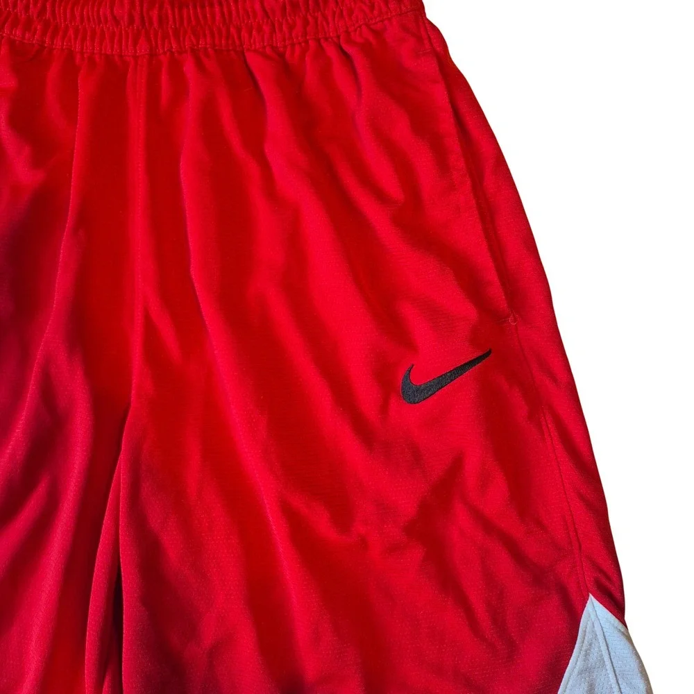 Nike Dri-FIT Red White Basketball Athletic Mesh‎ Shorts